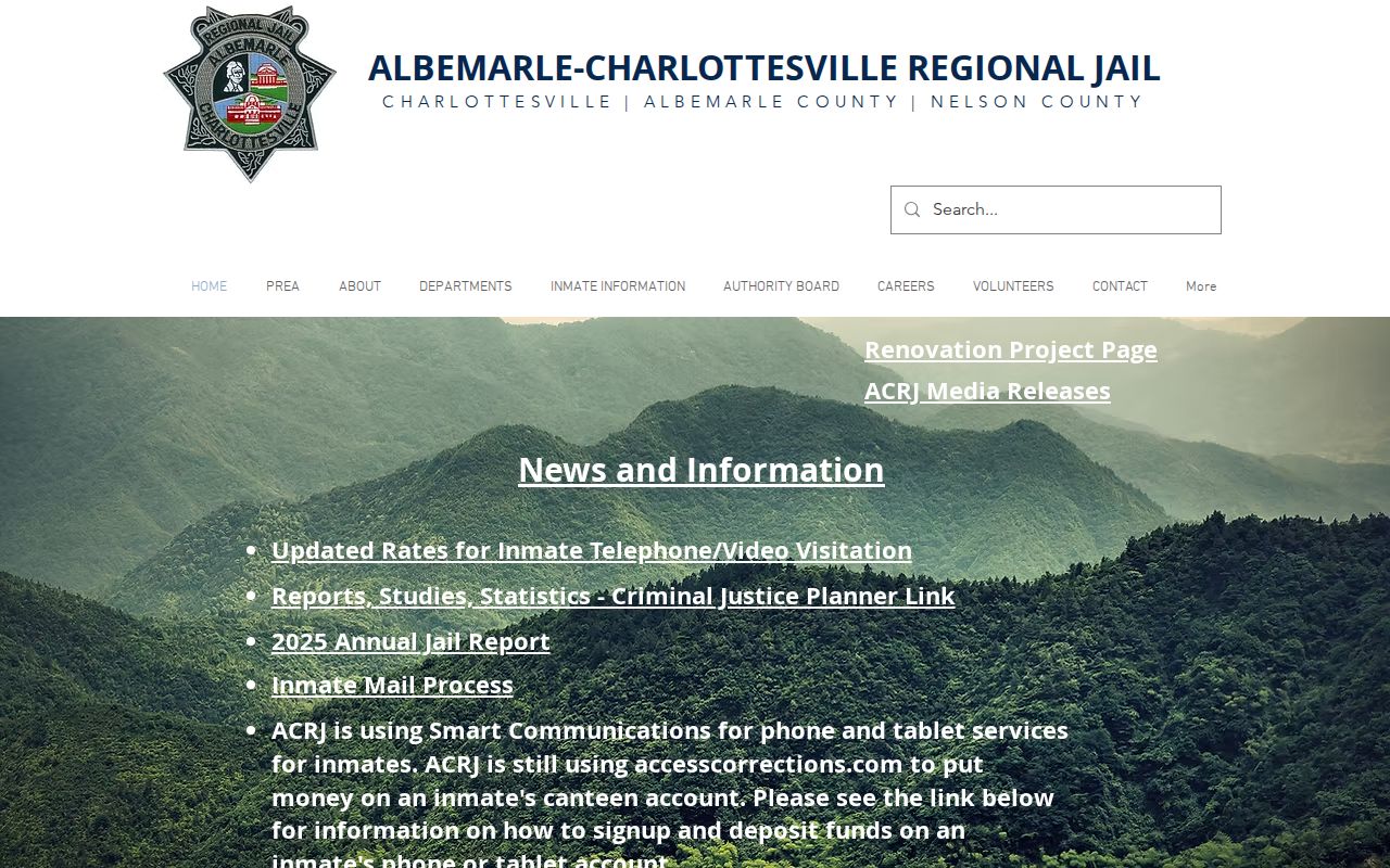 Albemarle Charlottesville Regional Jail facility for arrest and warrant custody context